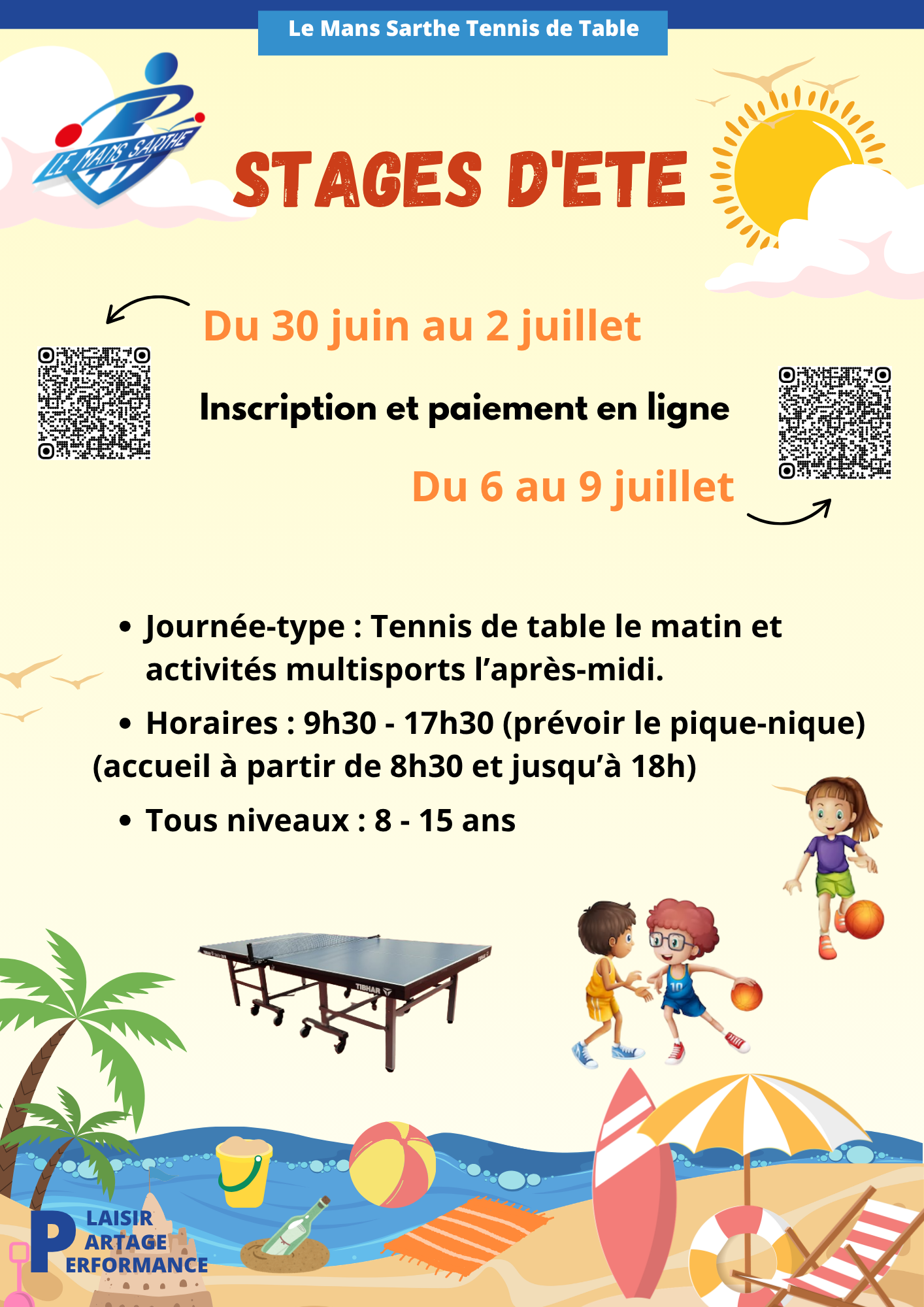 Affiche stages juillet 2026