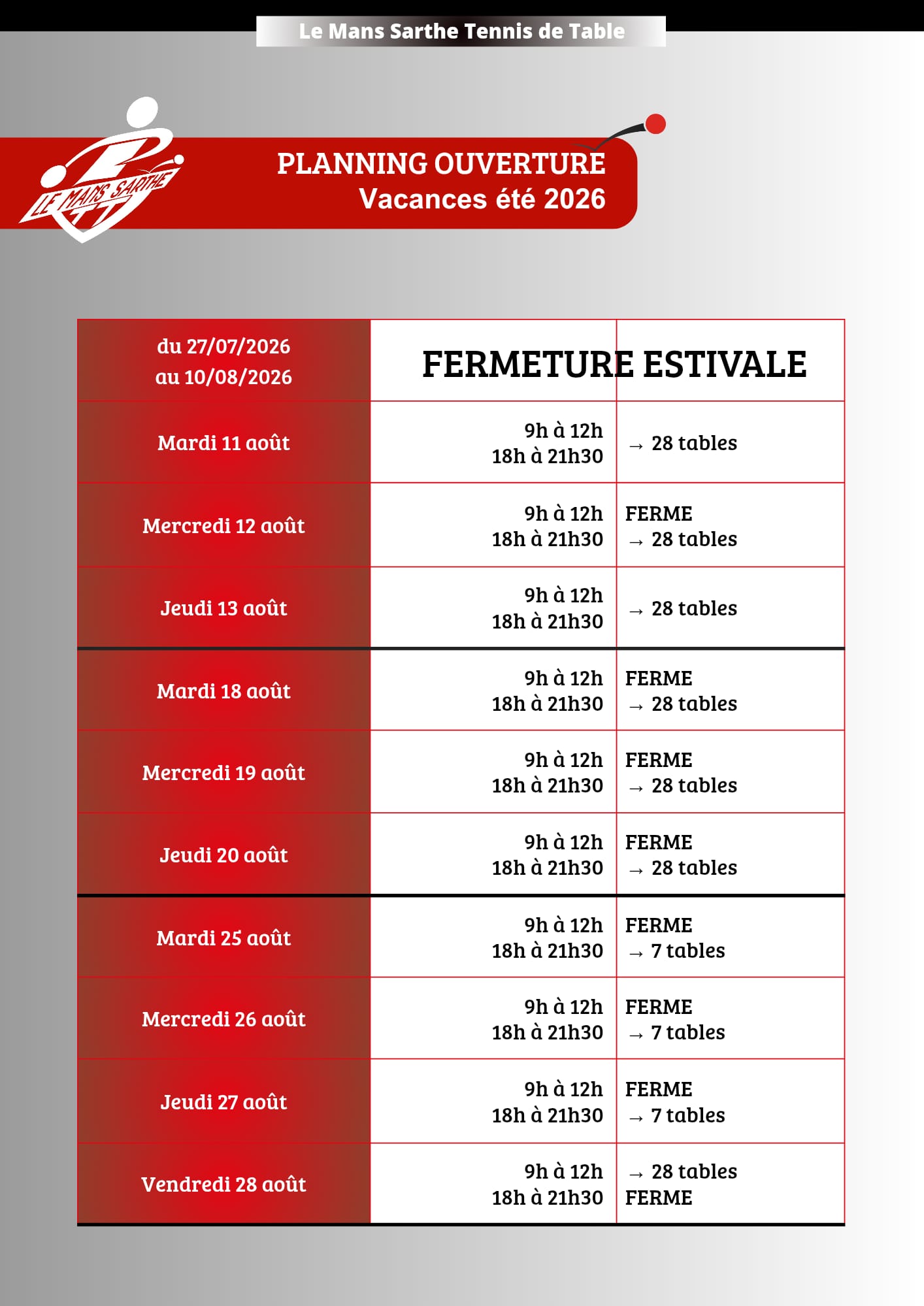 horaire ouverture